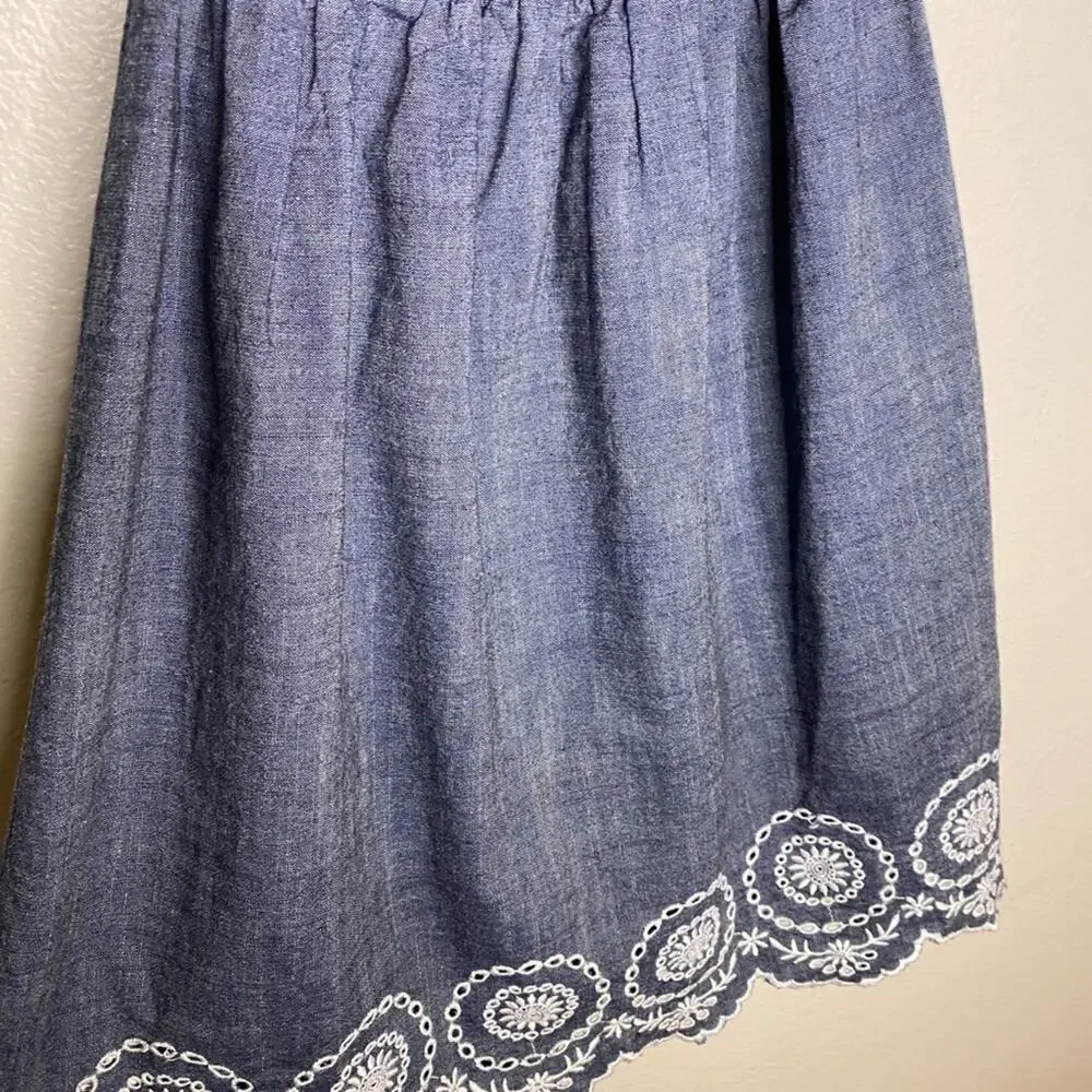 Old Navy Embroidered Denim Halter Dress XS